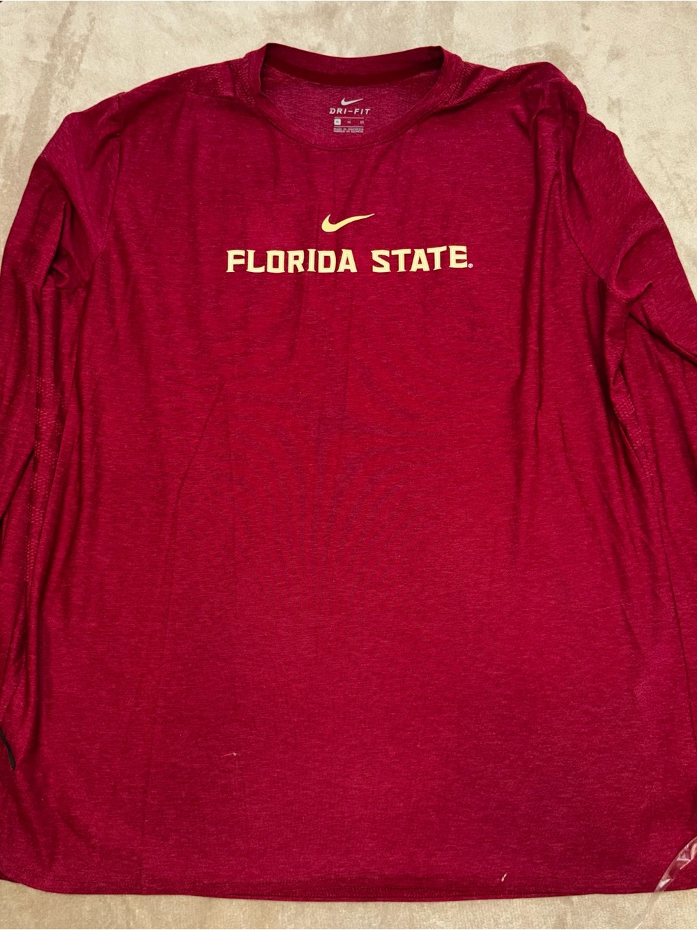 Nike Men's Long-Sleeve Florida State Tee - Maroon with Gold Logo